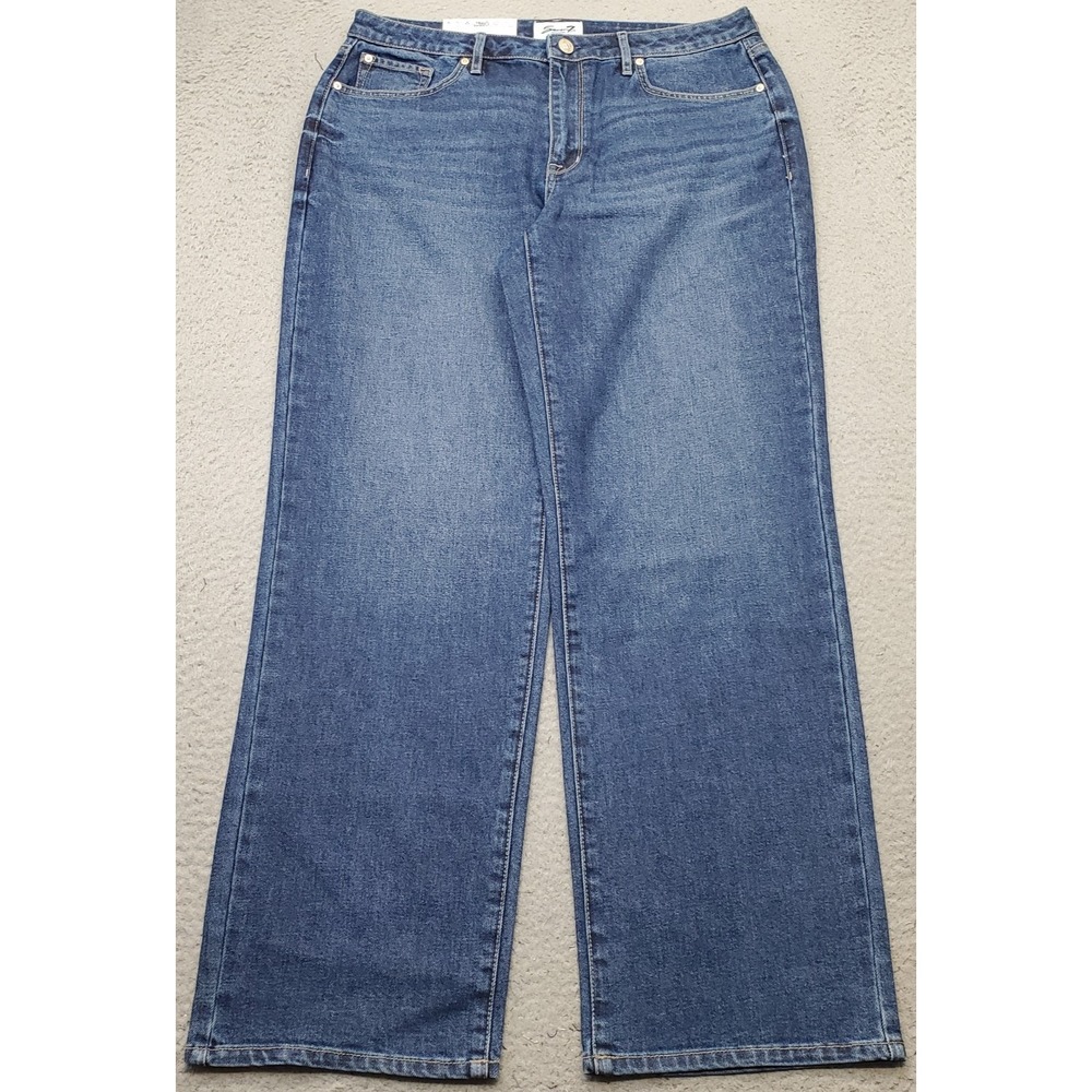 Seven7 Loose Straight Jeans Womens 10 Confident Blue Denim High Rise Streetwear